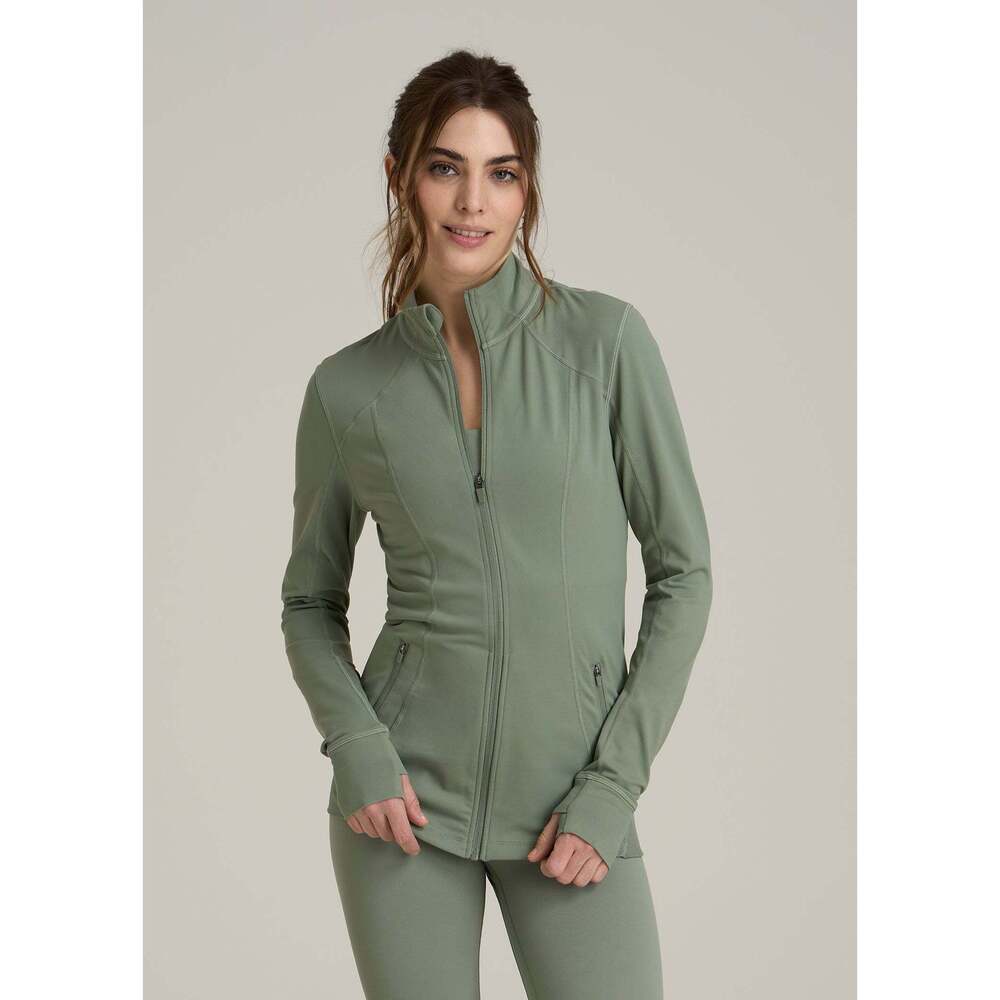 American Tall Women's Athletic Zip-Up Jacket for Tall Women in Dark Seagrass Siz